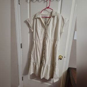 Womans XXL cream denim button down dress